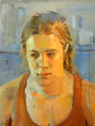 Blond Head Oil Painting by Philip Geiger, Portrait, Figure Painting, Woman